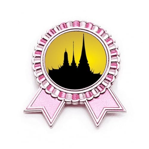 Broche temple de l'ombre de la culture thaïlandaise en métal rose d'exception