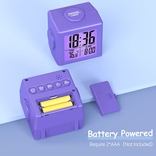Yortot Digital Alarm Clock, Battery Operated Small Clock For Kids, Hd Lcd Display With Indoor Temperature|Night Light| 3 Level Alarm Volumes, Super Easy Setting Clock For Bedroom, Bedside, Desk,Travel #TOP6