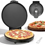 Baker’s Friend Pizza Maker Electric with Temperature Control, Indoor Quesadilla Maker, 12 Inch Electric Pizza Maker Machine for Home, Pizza Cooker, 1400W, Graphite