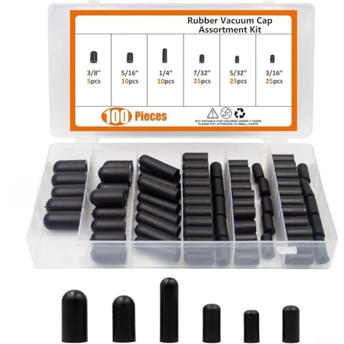 Kit de 80-160 piezas de cubierta de goma para aspiradora para válvula de carburador, surtido de tamaños para evitar el polvo y mantener el rendimiento del motor (100 piezas en total)