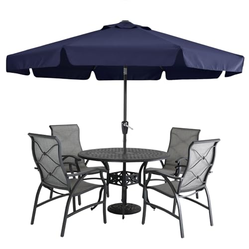 MasterCanopy Valance Patio Umbrella for Outdoor Table Market -8 Ribs (2.7M, Navy Blue)