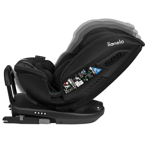LIONELO Bastiaan RWF Seggiolino Auto per Bambini 0-36 kg Rotante 360° ISOFIX I-Size l'Ultimo Standard Montaggio Avanti e Retro Protezione Laterale Regolatzione completa (BASTIAAN I-SIZE, Nero Carbon)