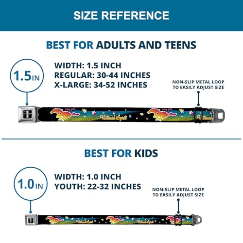 Image of Buckle-Down Seatbelt Belt - Mustang PONY GIRL UNTAMED SPIRIT /Stars Black /Multi Color - 1.0 inch Wide - 20-36 Inches in Length