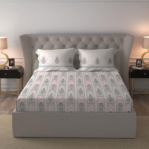 Image of MYTRIDENT Celebration Bedsheet Gifting Collection Double Size - Mehira Pink