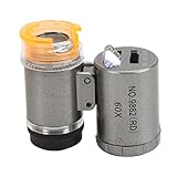 Gaeirt Tragbares Mikroskop, klarere Bildgebung Kaltes warmes Licht angepasstes 60x Mini-Mikroskop für Druckmaschinen für Elektronik(9882(RD) Silber)