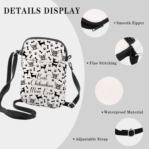 Image of GJTIM Chihuahua Mom Gift Chihuahua Owner Gift Best Chihuahua Mom Ever Chihuahua Gift Makeup Bag Animal Dog Lover Gift (Best Chihuahua Mom CR)