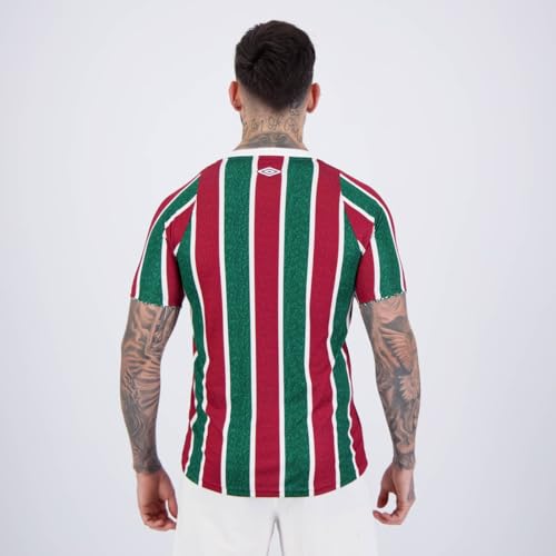 Umbro Camisa Masculina Fluminense Oficial nº 1 2024, Torcedor S, Verde/Branco/Bordo, GG