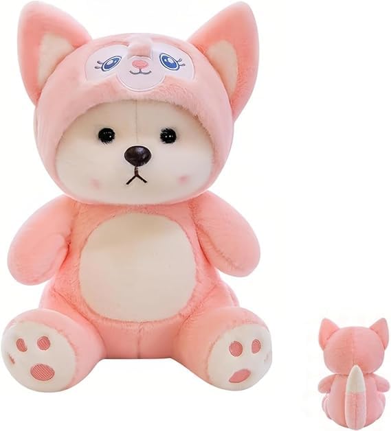 Image of Huggable Soft Toy Teddy Bear Adorable Plush Toys for Kids & Babies Cuddly Animal Stuffed Toy Safe & Huggable Gifts for Toddlers, Boys & Girls (Pink Stitch Hoodie)
