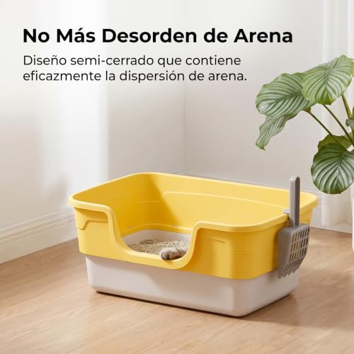Arenero para gatos cerrado para evitar arena en el suelo y malos olores en casa 5