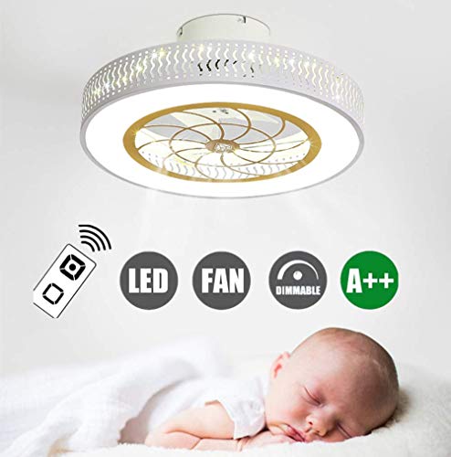 Ventilador De Techo H.W.S Con La Iluminación Lámpara Led Moderna 36W Regulable Silencioso Mando A Distancia Para Habitación Los Niños Del Dormitorio Sala