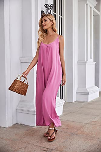 Image of BUENOS NINOS Women's V Neck Floral Maxi Dress Boho Printed Adjustable Spaghetti Strap Ethnic Beach Long Dress with Pockets