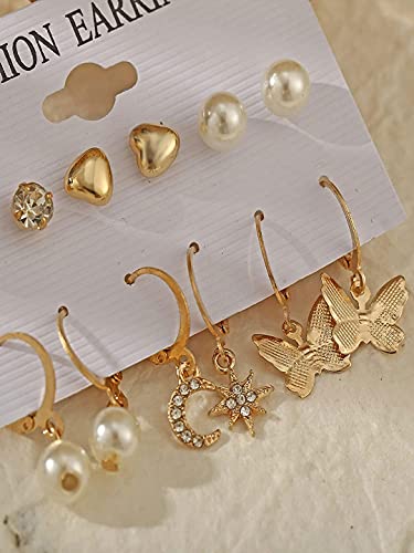 Image of Shining Diva Fashion Stylish Combo Design 6 Pairs Metal Earrings for Women and Girls (F12787er)