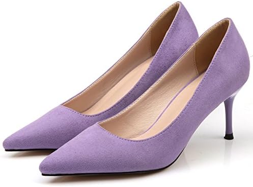BIGTREE Women High Heels Suede Elegant Pointed Toe Shoes Purple Dress Pumps 10 B(M) US | Image 2