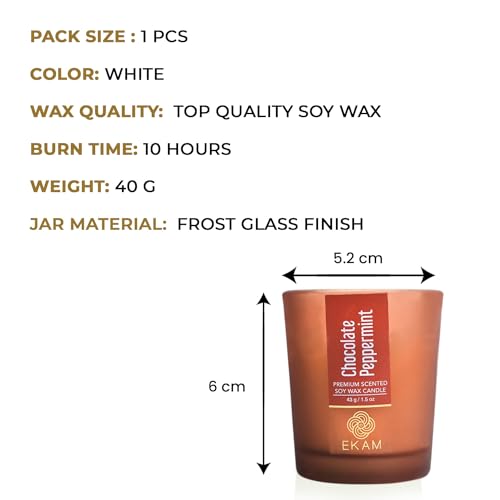 Image of EKAM Chocolate Peppermint Votive Soy Wax Scented Candle, 40 Grams, 10 Hours Burn Time| Long Lasting Premium Candles | Ideal for Home Decor | Gifting & Aromatherapy