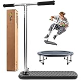 X-GETZ PRO Trampolin Stunt Scooter für Kinder & Erwachsene - Tricks sicher üben drinnen & draußen - Leichter & langlebiger Freestyle-Scooter ohne Rad - Verstellbarer Lenker - Silber