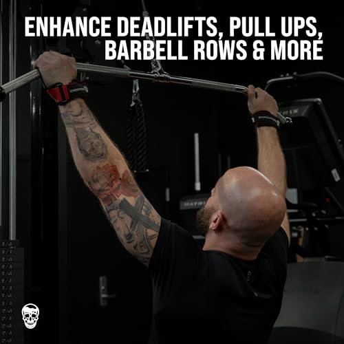 Image of Gymreapers Weight Lifting Grips (Pair) for Heavy Powerlifting, Deadlifts, Rows, Pull Ups, with Neoprene Padded Wrist Wraps Support and Strong Rubber Gloves or Straps for Bodybuilding