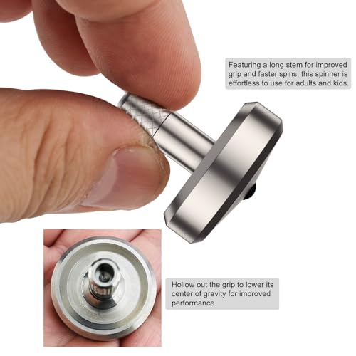 Image of DjuiinoStar Premium Titanium Spinning Top: Lengthened Stem, Easy to Twirl, Decent Performance (4-7 Minutes), CNC Machined, Great Time Killer, EDC Fidget Toy DST-821
