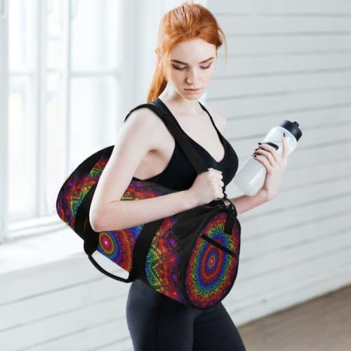 Bolsa de lona redonda con bolsillo interior para entrenamientos deportivos y niños 6