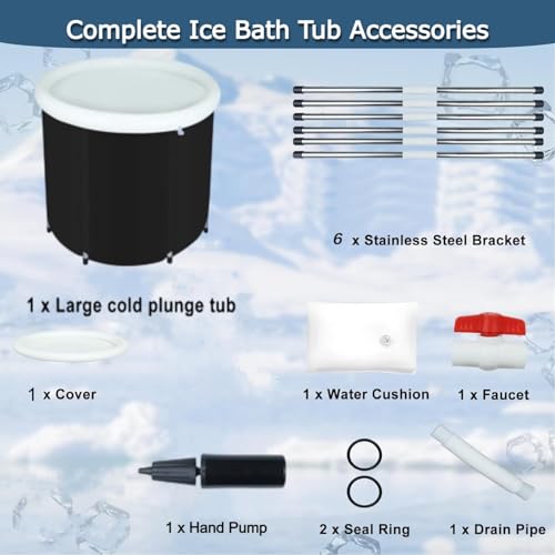 Image of Portable Ice Bathtub for Athletes, Adults Foldable Collapsible SPA Tub for Travel, Thickened Insulated Freestanding Bucket with Drain for Bathroom Deep Soaking Cold Therapy(80 * 80 * 76cm)