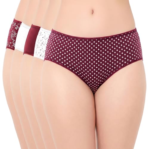 Image of juliet Cotton Hipster Premium Panties Set of 5 Full Coverage Stretchable Fabric