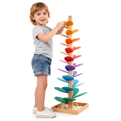 Regenbogen Klangbaum Kugelbahn für Kinder ab 3, Regenbogen Klang...