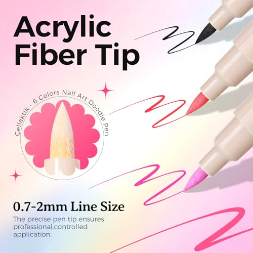 Image of Nail Art Pens,6 Colors 0.7mm 3D Nail Polish Pens for Women