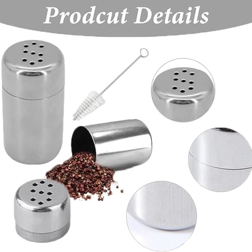 RXKFIGX 4 PCS Mini Salt and Pepper Shakers Set, Stainless Steel Small Spice Shakers - Image 2