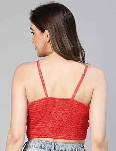 Image of oxolloxo Women Satin Shoulder Strap V-Neck Crop Top