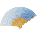 [おしゃれ kimono いろは] 紳士用扇子 扇子 白竹中彫 香り付き 水色 カモメ 青海波
