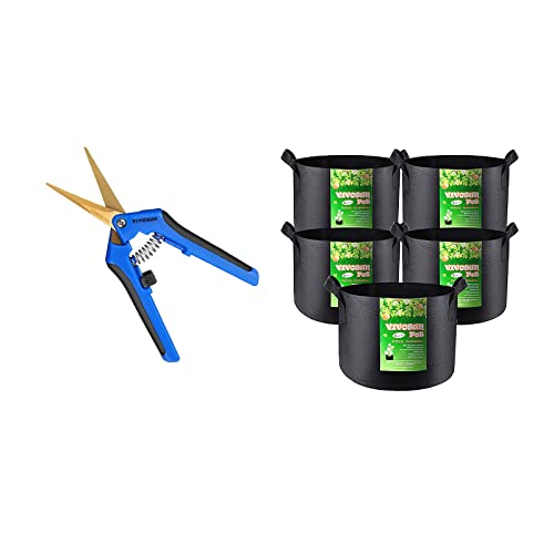 Vivosun Gardening Hand Pruner Pruning Shears With Curved Blades, 5 Gallon Grow Bag Plant Fabric Pots With Handles #TOP11