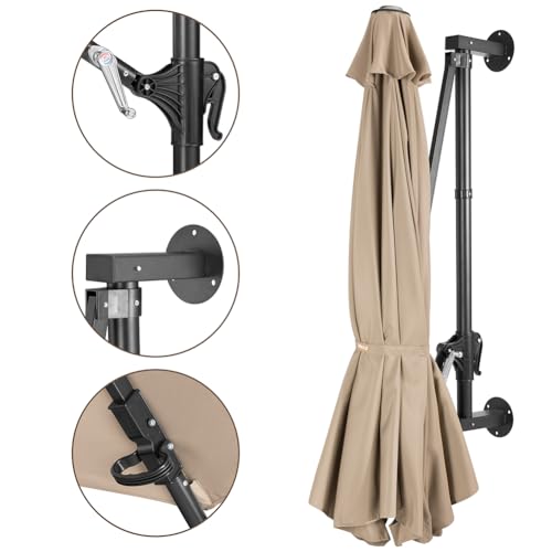 Bakaji Ombrellone A Muro Da Giardino Diametro 300 Cm, Parasole A Parete Con Struttura In Metallo, Gazebo Air Vent Da Esterni Con 8 Ribs E Copertura In Poliestere Waterproof Impermeabile (Ecru) - 4