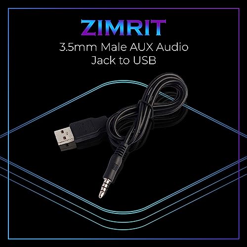 ZIMRIT 3.5mm Aux to USB Adapter Cable – 3ft USB 2.0 Male to 3.5mm Audio Jack Cord for Charging and Syncing – Compatible with MP3 Players, Headphones, and Car Stereos (Black)