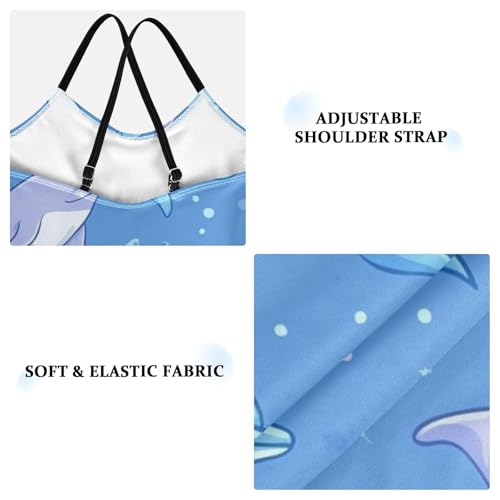 Pigsaly Girls One Piece Swimsuits Cartoon Dolphin Blue Purple Kids Cross Back Swimwear Toddler Beach Sport Bathing Suit 3T3