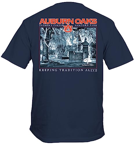 New-World-Graphics-Auburn-Mens-Navy-Toomer-Oaks-College-2-Sided-Short-Sleeve-T-Shirt-XX-Large