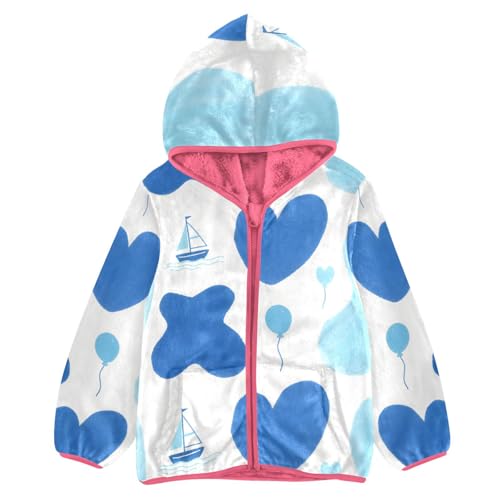 GuoChe Blue Boat Toddler Girl Sherpa Jacket