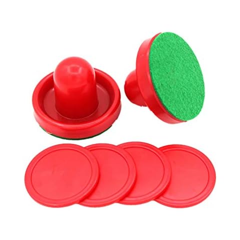 SUNREEK Air Hockey Pushers Set of 2 and 4 Red Pucks (Red) Cover