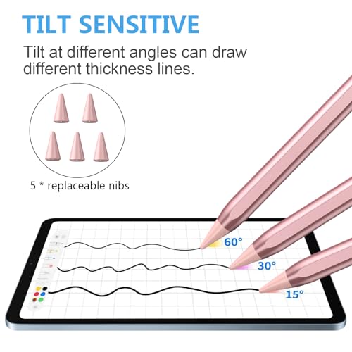 Image of Stylus Pen for iPad 2018-2023 with Palm Rejection, Active Pencil for iPads 10th /9th /8th /7th /6th, for iPad Pro 11 /12.9 inch, for iPad Air 5th /4th /3th Gen, for iPad mini 6th /5th Gen (Rose Gold)