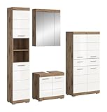 xonox.home Bad Wave X06E4B27 Badkombination Badmöbel-Set in weiß Hochglanz...