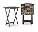 Linon Home Decor Tray Table Set, Faux Marble, Brown