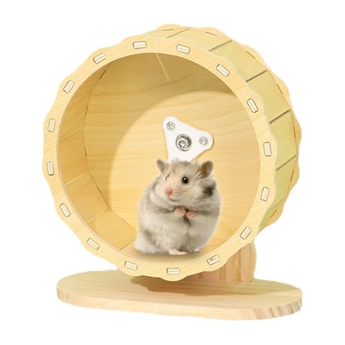 Rueda de madera para pequeños animales – Rueda de ejercicio suave para hámsters, construcción estable antideslizante para un movimiento uniforme y un entrenamiento suave con las articulaciones