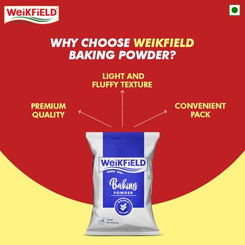 Image of Weikfield Baking Powder | 100% Double Action Baking Powder | Perfect for Light & Fluppy Cakes, Cookies, Muffins & Breads | Perfect for Baking | 1 kg Pouch