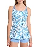 Ghteas Girls Swimsuit 2 Pieces Bikini Set Blue Split Bathing Suit Adjustable Shoulder Straps Cute Swimwear Water Sports Fashion Swimming Suits for Tween Girl 11-12 Years