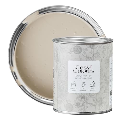 MissPompadour Kreidefarbe für Möbel beige 750ml Smooth Beige - Holzfarbe Holzlack matt innen - Möbellack Möbelfarbe ohne Schleifen - Kreidefarbe für Holz - CosyColours