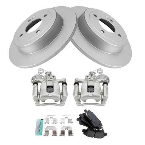 Image of TRQ Rear Brake Pad & Rotor Kit Premium G-Coated Semi-Metallic Compatible with 2012-2017 Kia Rio