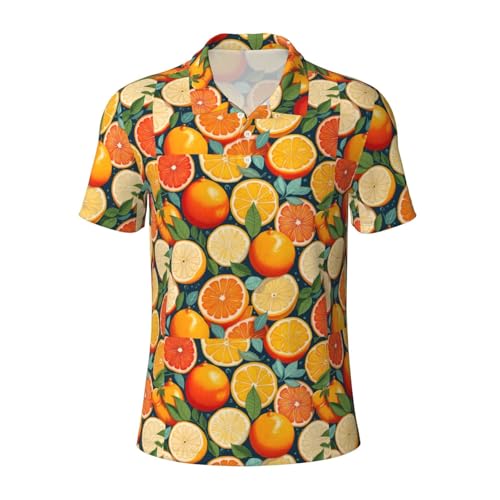 Polo à manches courtes pour homme imprimé fruité vêtement été motif agrumes moderne