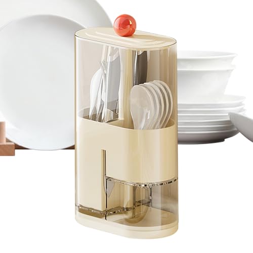 Genérico Organizador De Cubiertos - Porta Cubiertos,Compartimentos Separados Con Divisores, Bandeja De Drenaje Y Portalapiceros - Organizador Multiusos Para Armario De Cocina