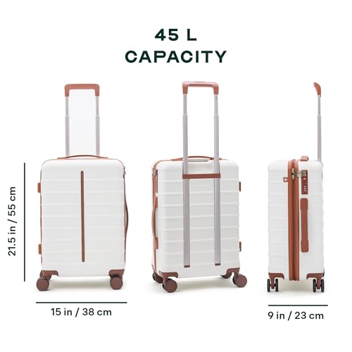 Image of Assembly Cabin Suitcase with8 Spinner Wheels & TSA Lock, Polycarbonate Hard Shell Carry On Luggage for Weekend Getaways, White, 20-Inch