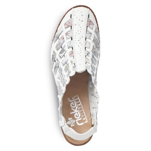 Image of Rieker 46778 Sina Women's Heels - Sling-Backs, Leather Upper, Hand-Woven Design, Anti-Stress Comfort, Flexible Sole, Secure Fit, and Timeless Everyday Style