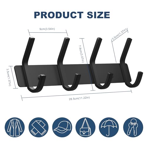 Image of VAEHOLD Wall Hooks, Heavy Duty Aluminum Towel Hooks for Hanging Coat, Hat, Key, Clothes, Closet Hook Wall Mount for Kitchen, Bathroom, Office ( inchC inch Shape Coat 4 Hooks 1 Pack)