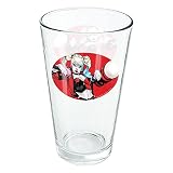 LOGOVISION Harley Quinn Character 16 oz Pint Glass, Tempered Glass, Licensed Printed Design & A Perfect Fan Gift | Great for Cold Beverages, Soda, Water